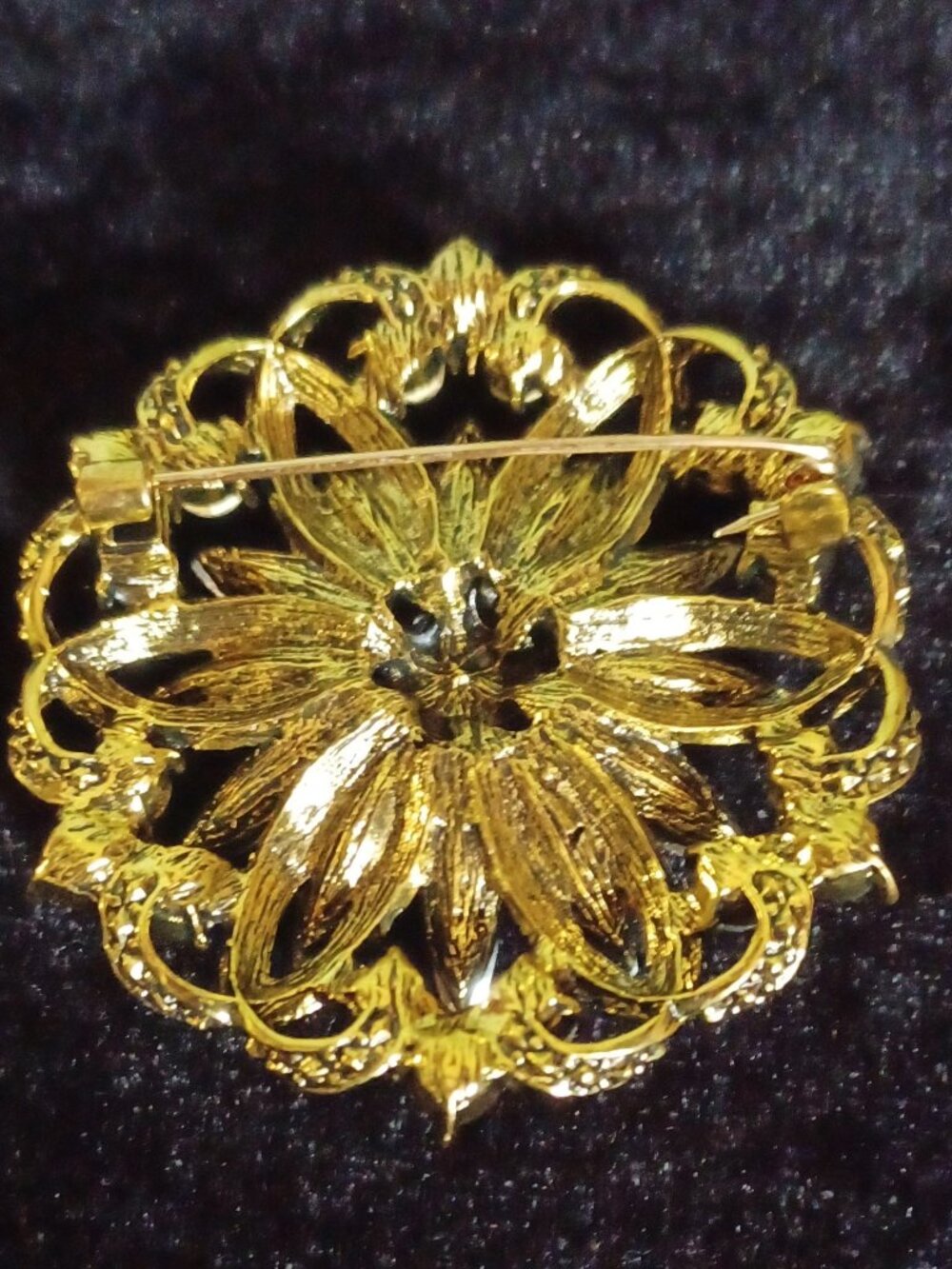 Navy Blue Rhinestone Brooch - Picture 3 of 4